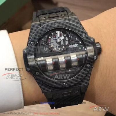 Perfect Replica ZY Factory Hublot Big Bang MP-11 Black Grid Case Tourbillon Dial 45mm Watch